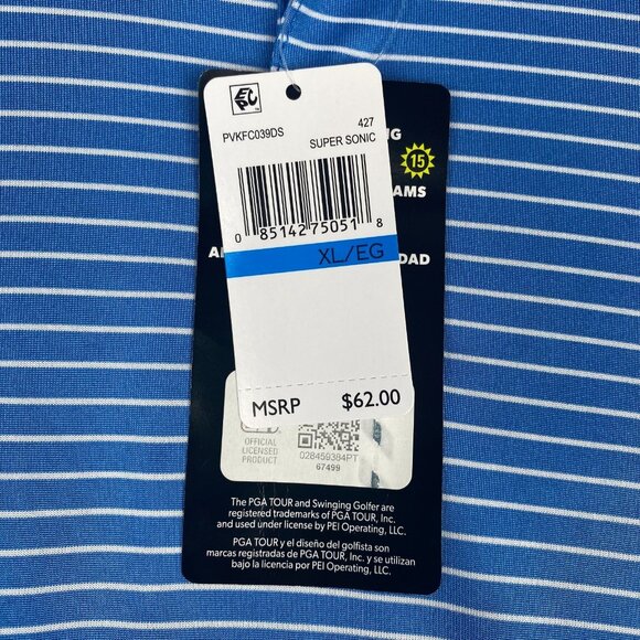 PGA TOUR Striped Polo Shirt Men’s Size XL Blue,Golf,Sun Protection NWT $62 - Picture 4 of 12